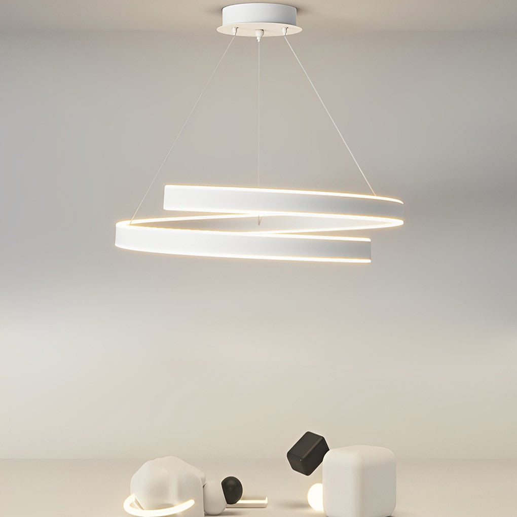 Rotating Ring Creative Three Step Dimming LED White Nordic Chandelier - Dazuma