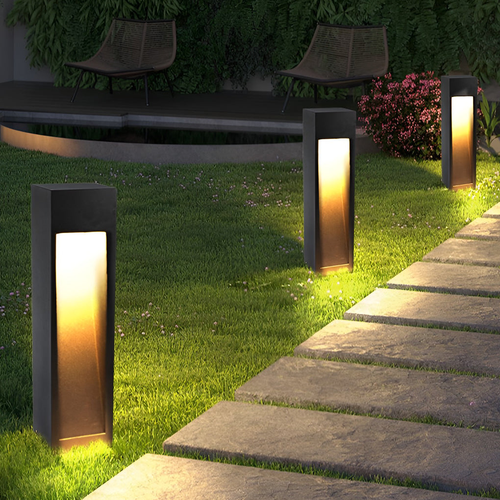 Square 5W LED Waterproof Black Modern Pathway Lights Post Light - Dazuma
