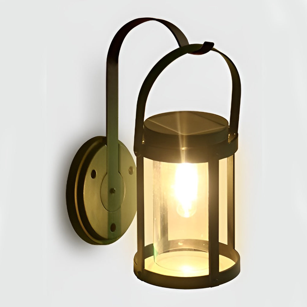 Portable Lantern Shaped LED Waterproof Modern Solar Plug in Wall Sconce Lighting
