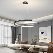 2 Semi-circular Creative LED 3 Step Dimming Black Modern Chandelier - Dazuzma