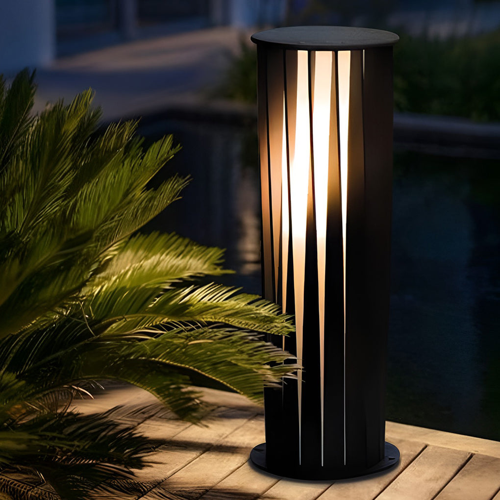 Creative Cylindrical LED Waterproof Black Modern Solar Pathway Lights - Dazuma