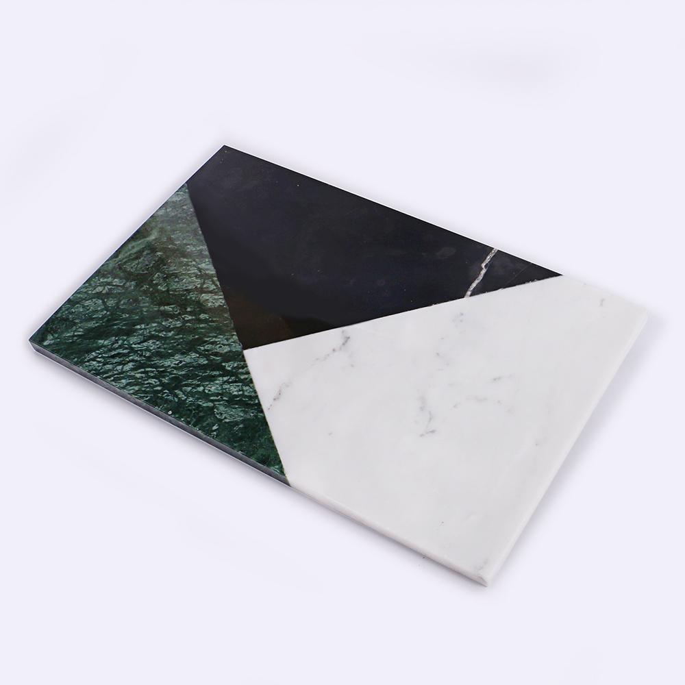 Marble Rectangular Serving Platter Cutting Board Appetizer Platter Black Green White