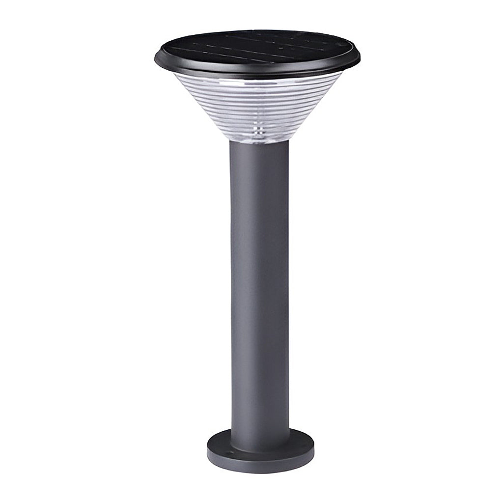 Contemporary Tapered Solar LED Pathway Light Black Cylindrical Outdoor Lighting