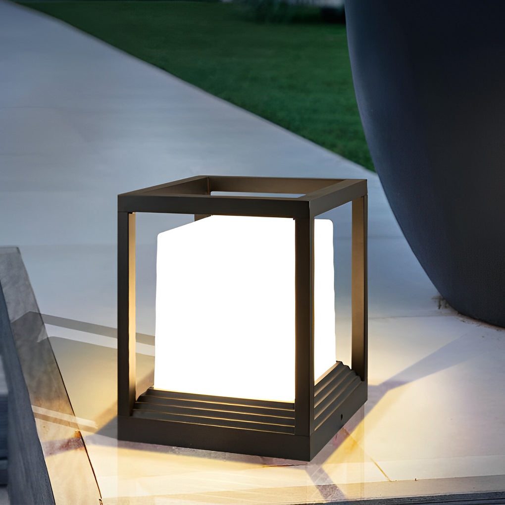 Minimalist Square Waterproof LED Black Modern Solar Fence Post Lights - Dazuma