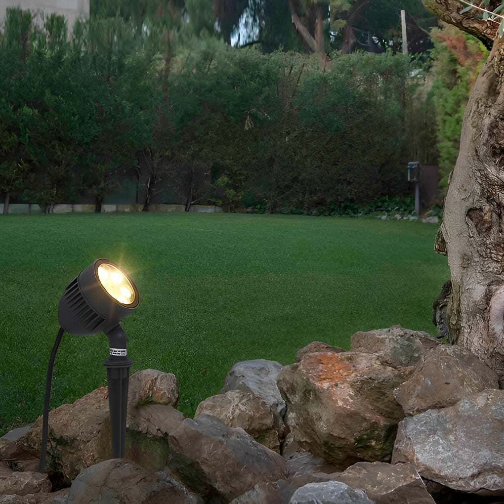 Adjustable Round LED COB Waterproof Black Modern Outdoor Spotlights - Dazuma