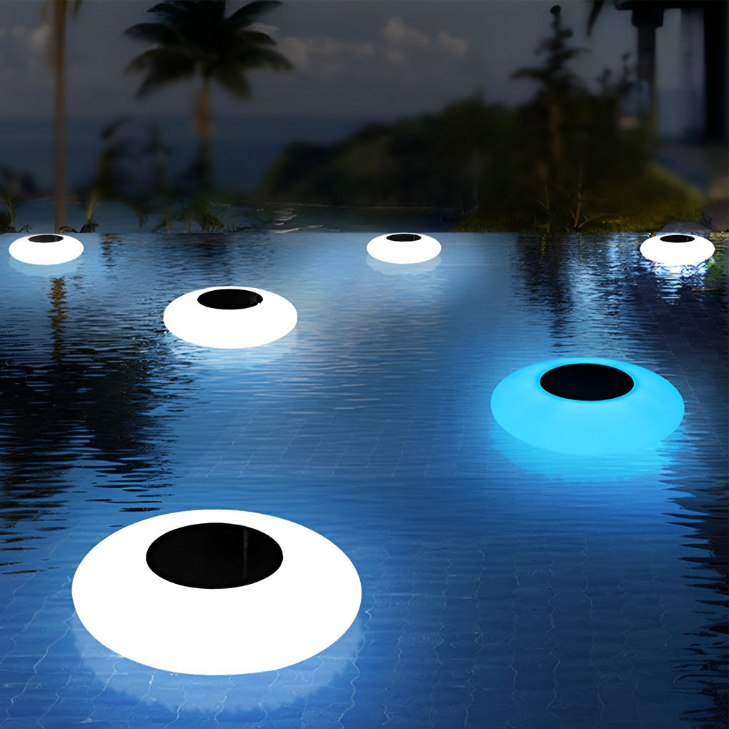 Round Colorful RGB LED Waterproof Solar Modern Outdoor Lights Pool Lights - Dazuma