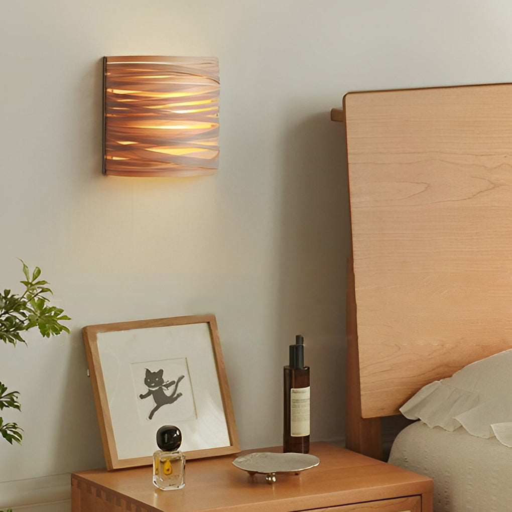Semi-cylindrical Handmade Wood Decorative Modern Wall Lamp Atmosphere Light - Dazuma
