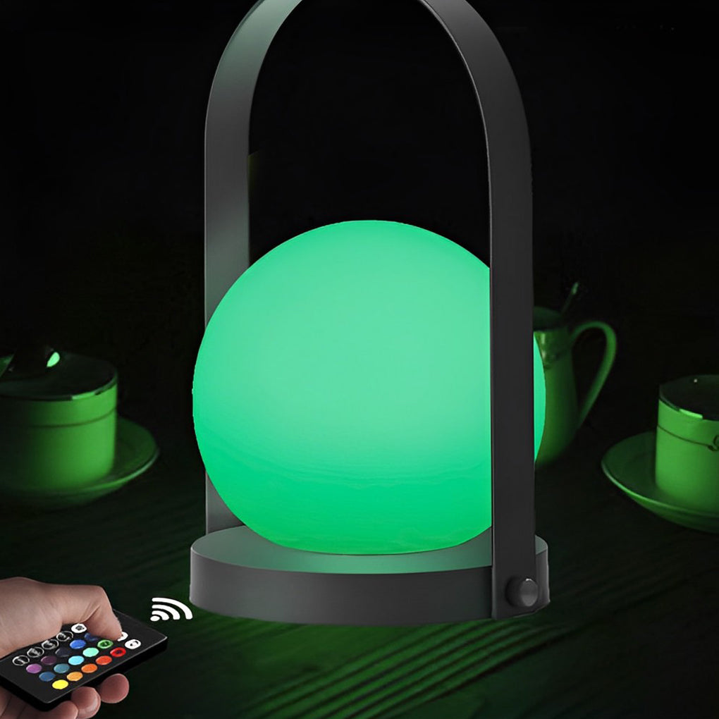 Portable Round Ball USB Rechargeable LED RGB Rotatable Table Lamp with Remote