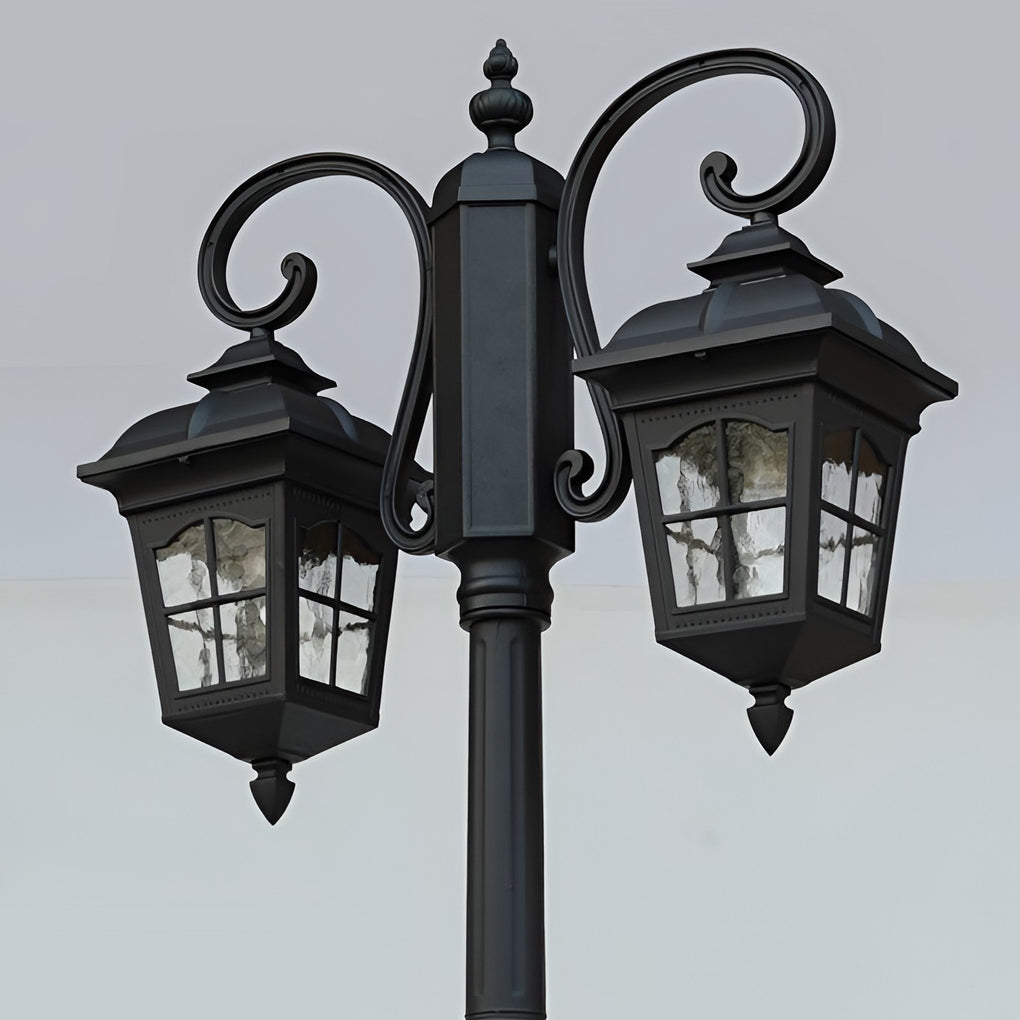 2 Lights Waterproof Black European Style Outdoor Pole Lights Public Lighting