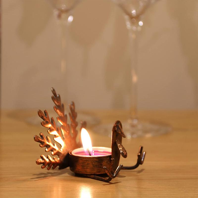 6 - Piece Metal Turkey Tea Light Candle Holder Set Thanksgiving Decoration