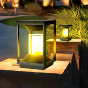 Square Minimalist Waterproof LED Black Modern Solar Fence Post Lights - Dazuma