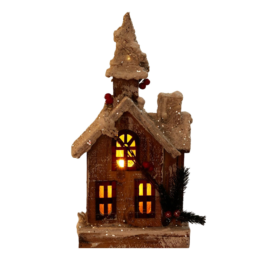 Creative Wooden Christmas Houses Village Ornaments Decoration with Lights