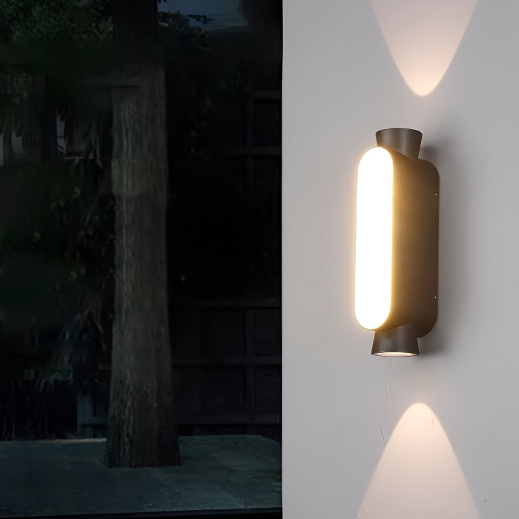 Waterproof LED Up and Down Lights Black Modern Outdoor Wall Sconce Lighting - Dazuma