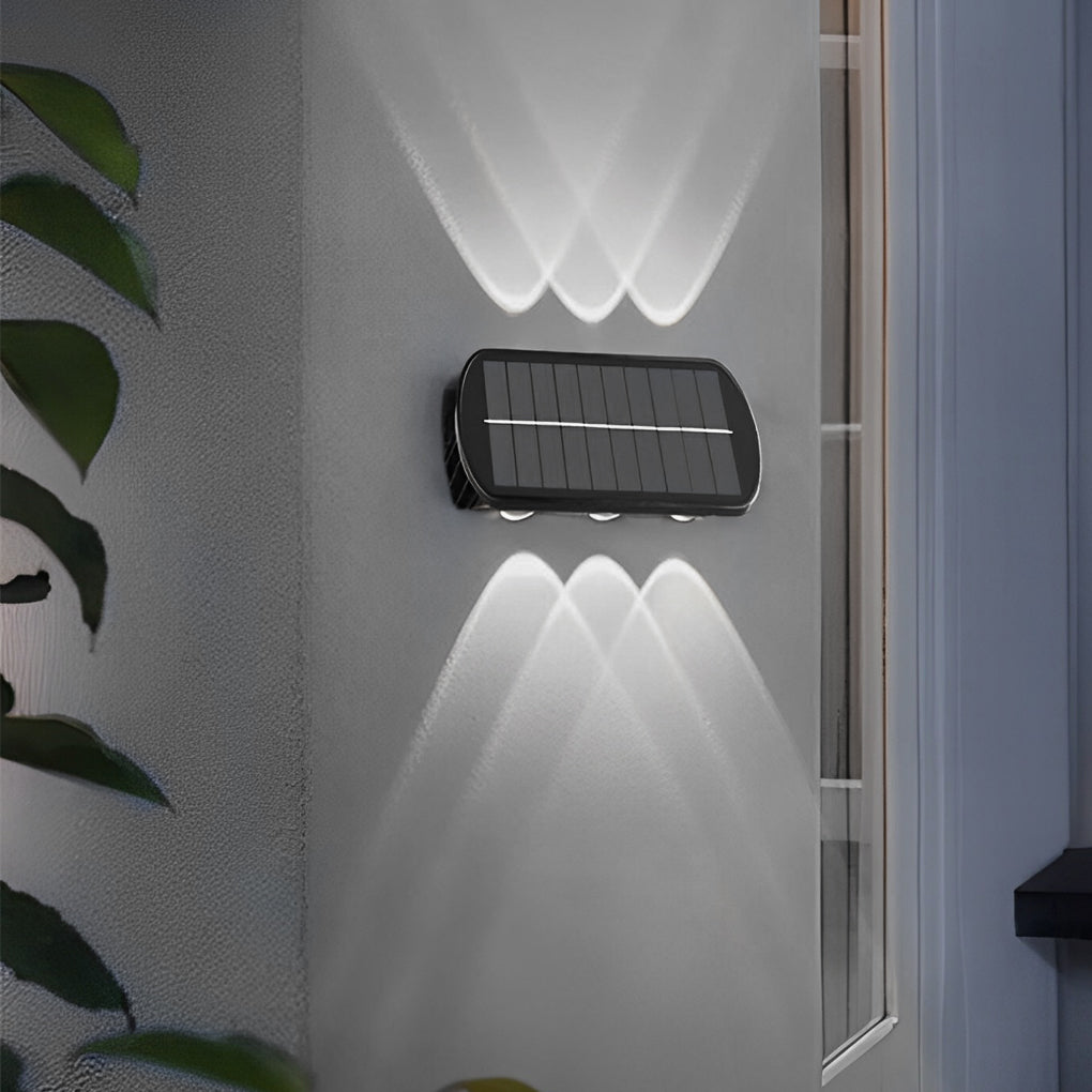 Rectangular Up and Down Lighting LED Waterproof Black Solar Wall Lamp