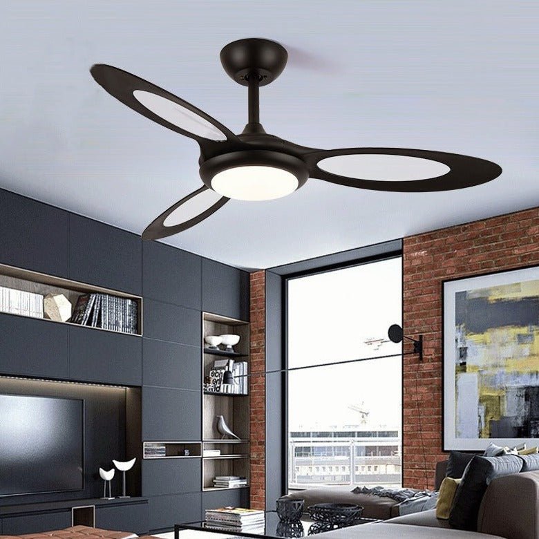 Creative Unique 3-blade Metal Acrylic Industrial Flush Mount Ceiling Fans with LED Lights Remote Control Rustic Bedroom Ceiling Fans with Chandelier - Dazuma
