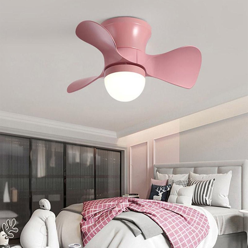 3 - Curved Blade Small Ceiling Fan with LED Light