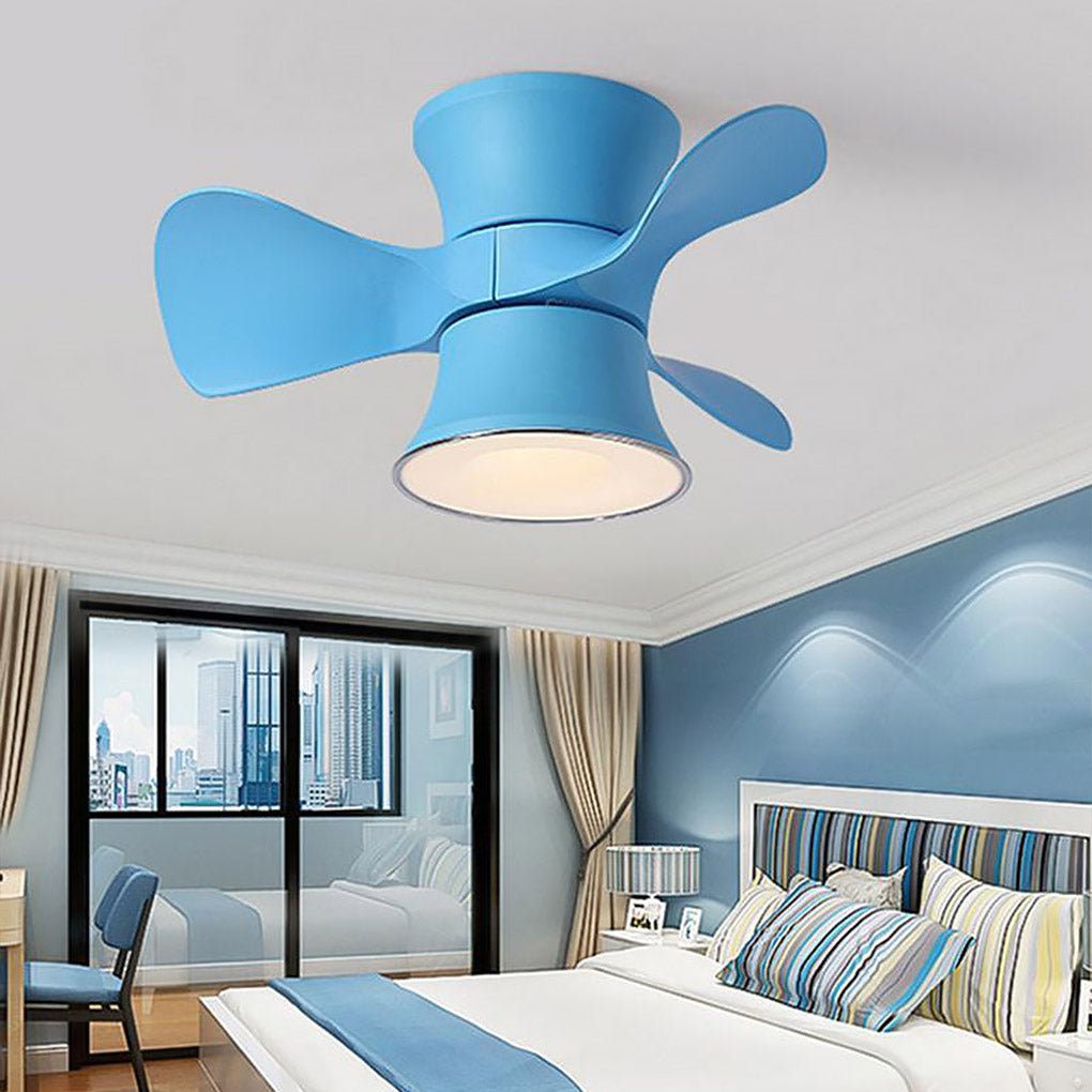 3-Curved Blade Small Ceiling Fan with LED Light - Dazuma