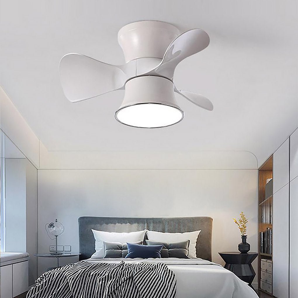 3 - Curved Blade Small Ceiling Fan with LED Light