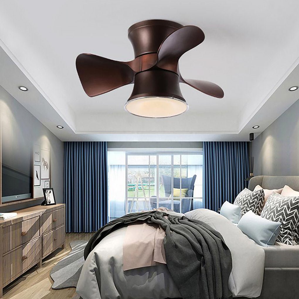 3-Curved Blade Small Ceiling Fan with LED Light - Dazuma