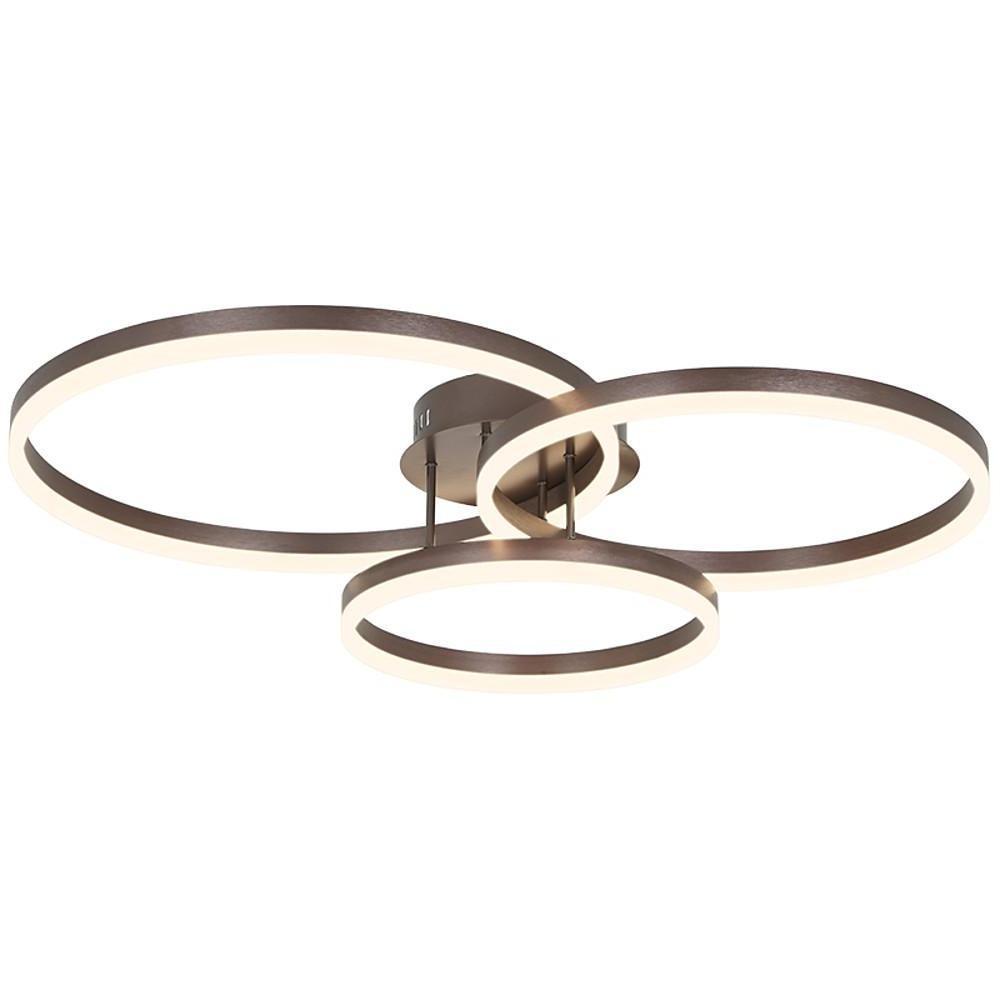 3-ring flush mount in bronze, ceiling view of the elegant design.
