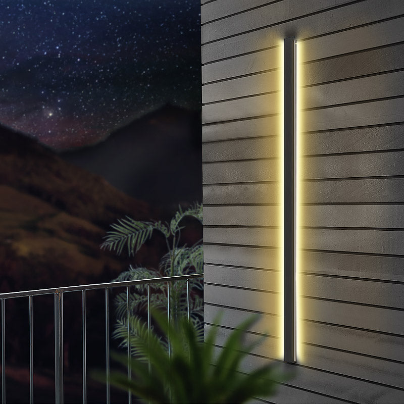 Black Long Linear Metal Waterproof Dimmable Modern Outdoor Wall Lights