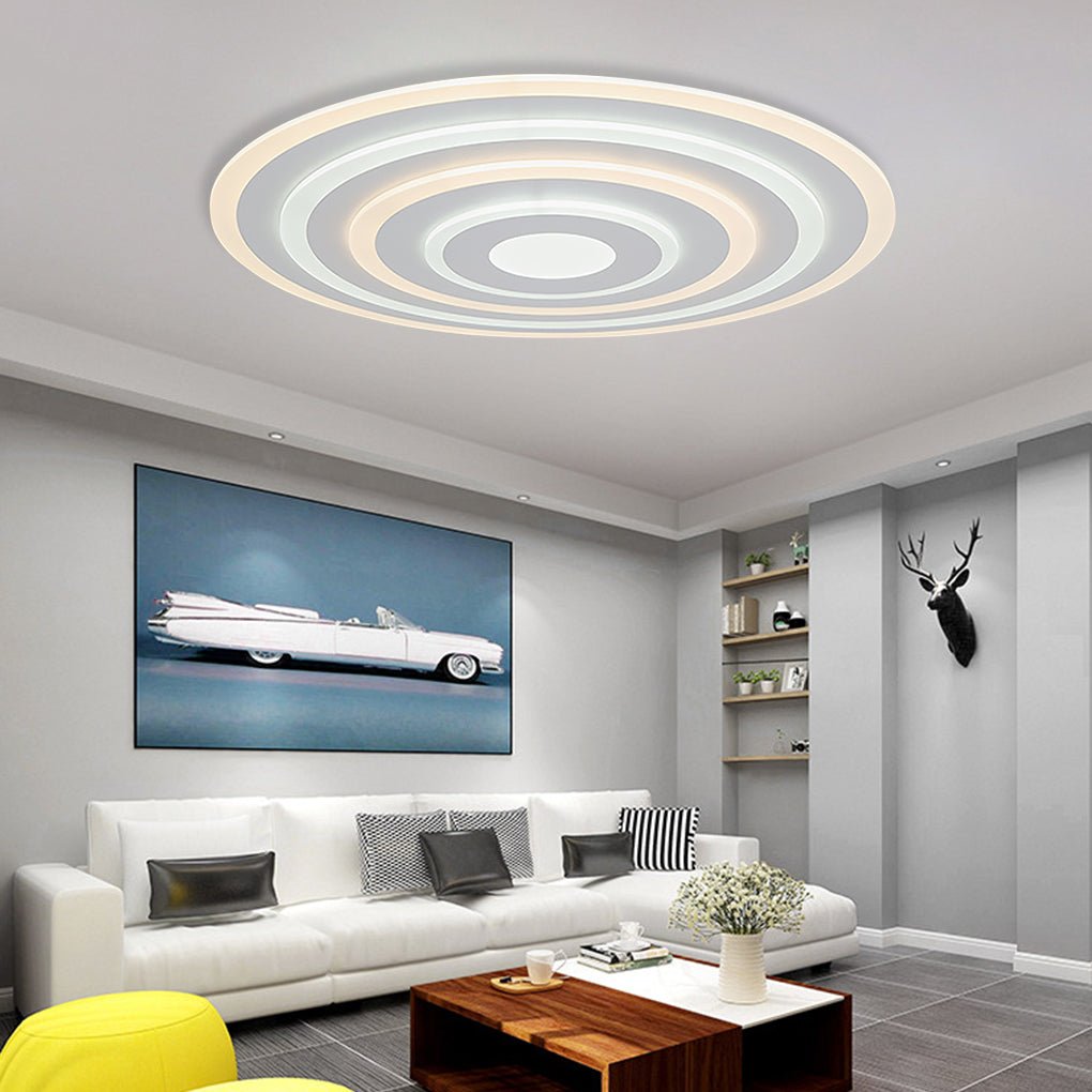 30'' Concentric Circles Modern Flush Mount Light Dimmable LED Ceiling Lights - Dazuma