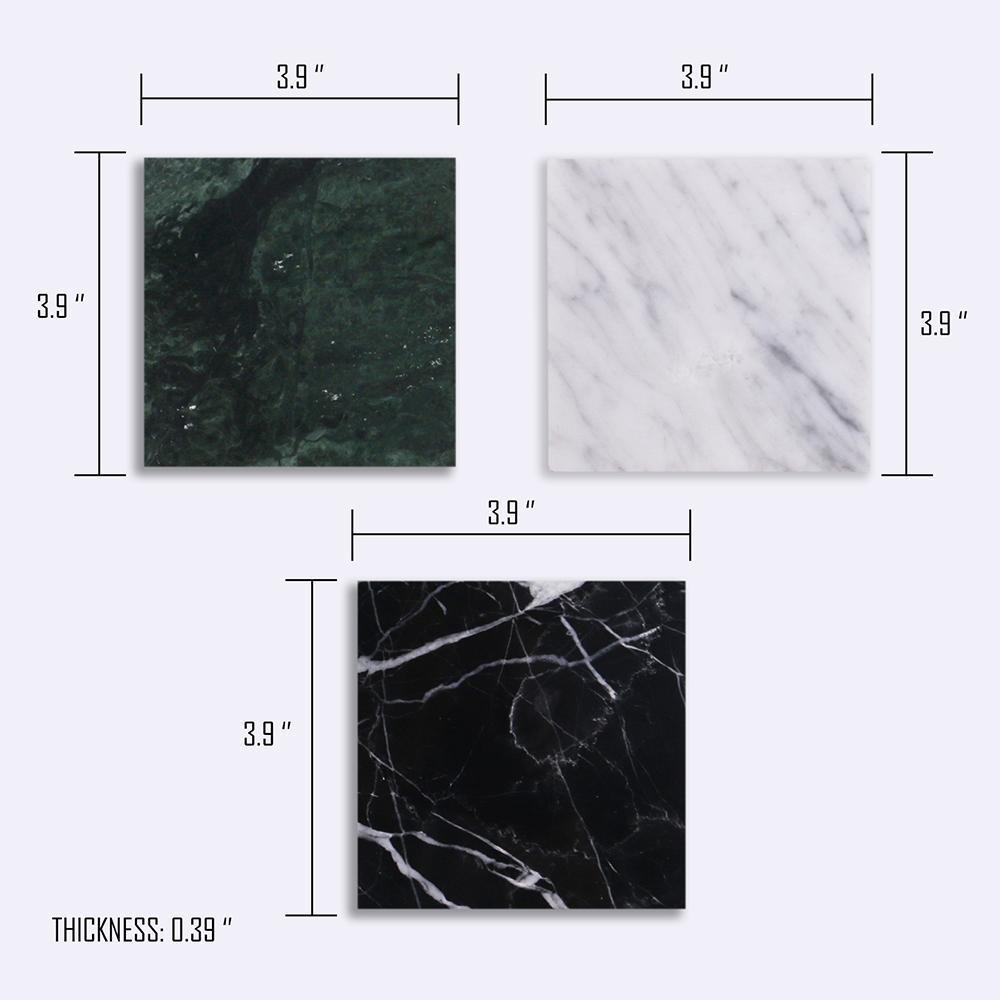 Modern Square Marble Coaster Table Wine Cup Coaster Set Black Green White