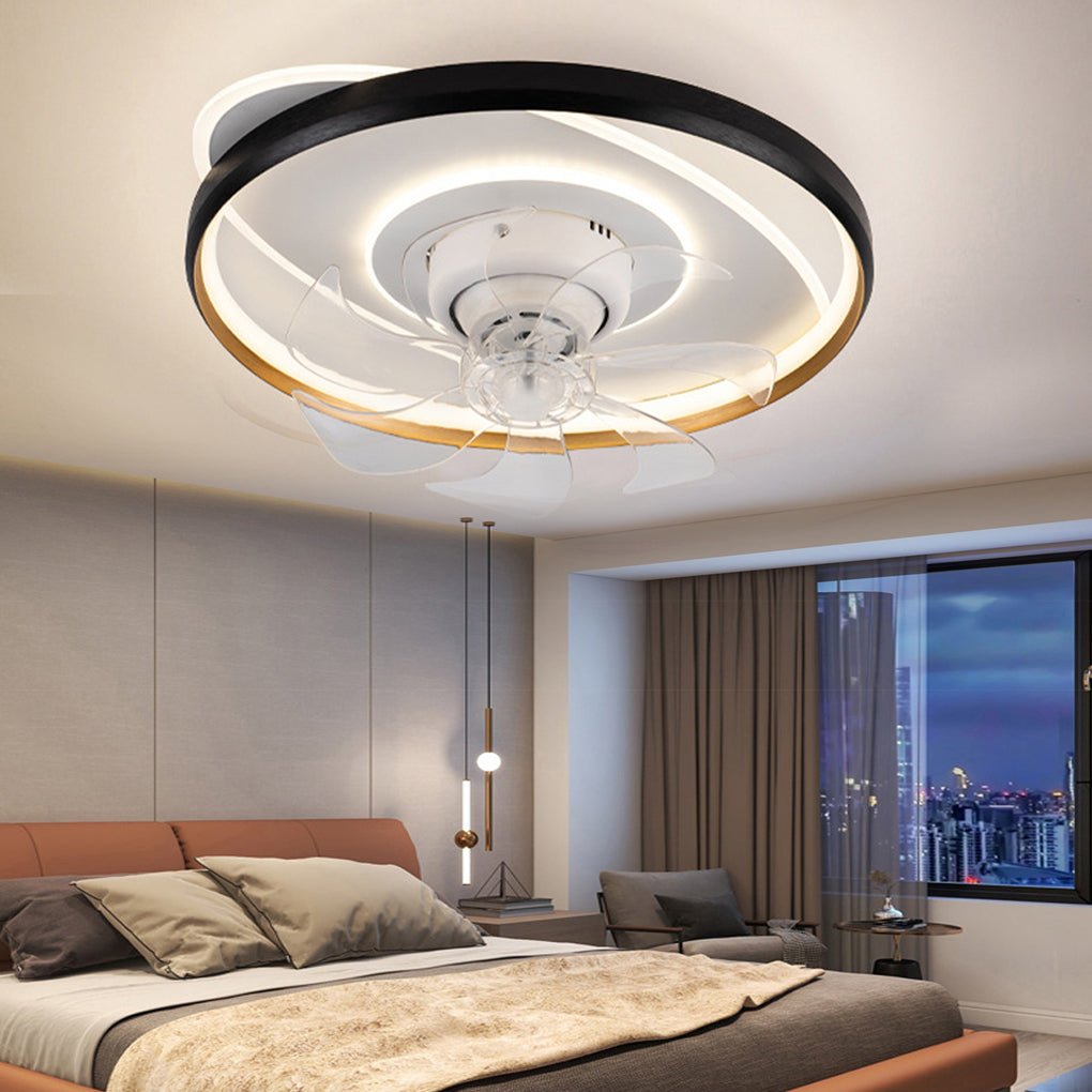 360° Rotatable LED Three - color Light Stepless Dimming Ceiling Fan Lamp with Remote Control