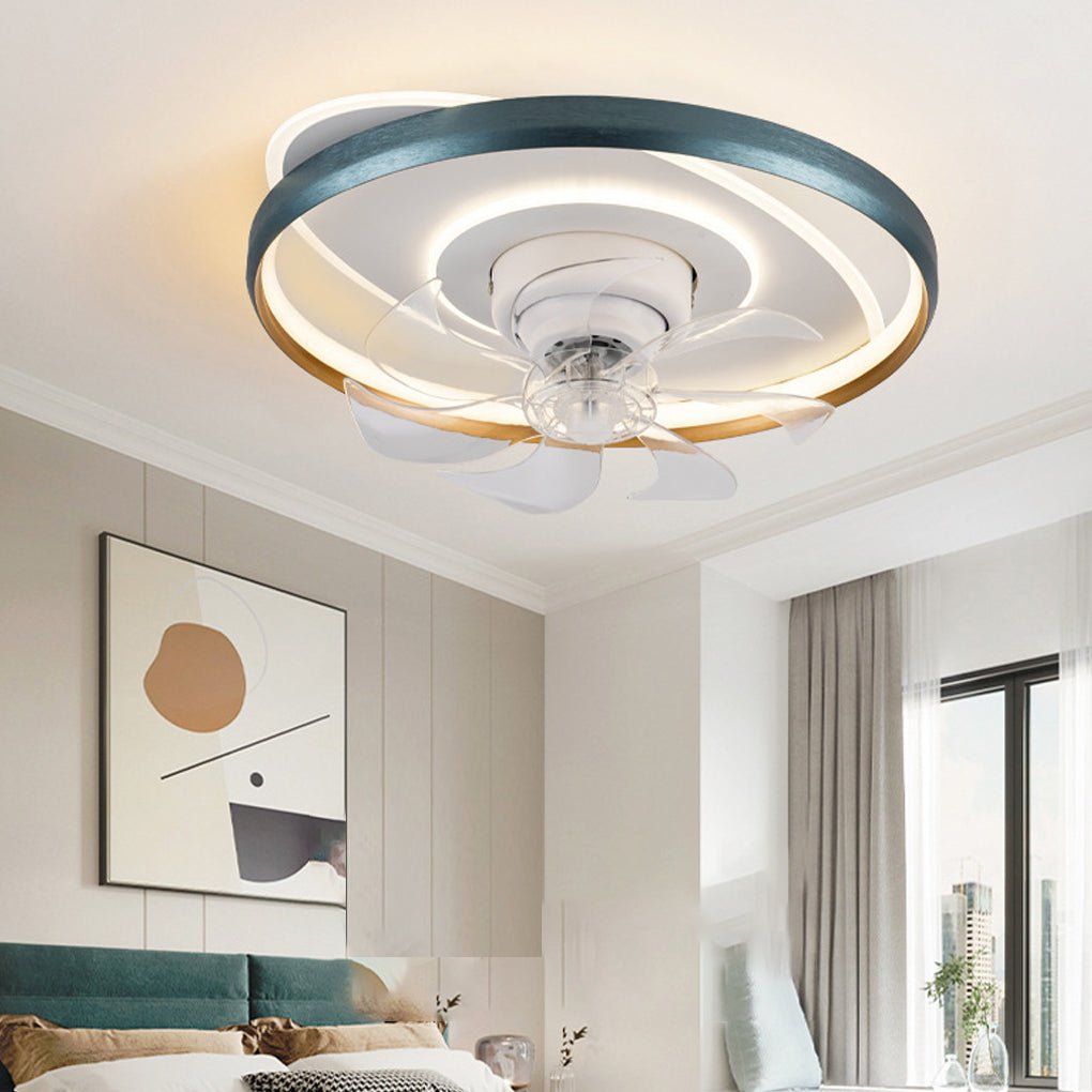 360° Rotatable LED Three-color Light Stepless Dimming Ceiling Fan Lamp with Remote Control - Dazuma