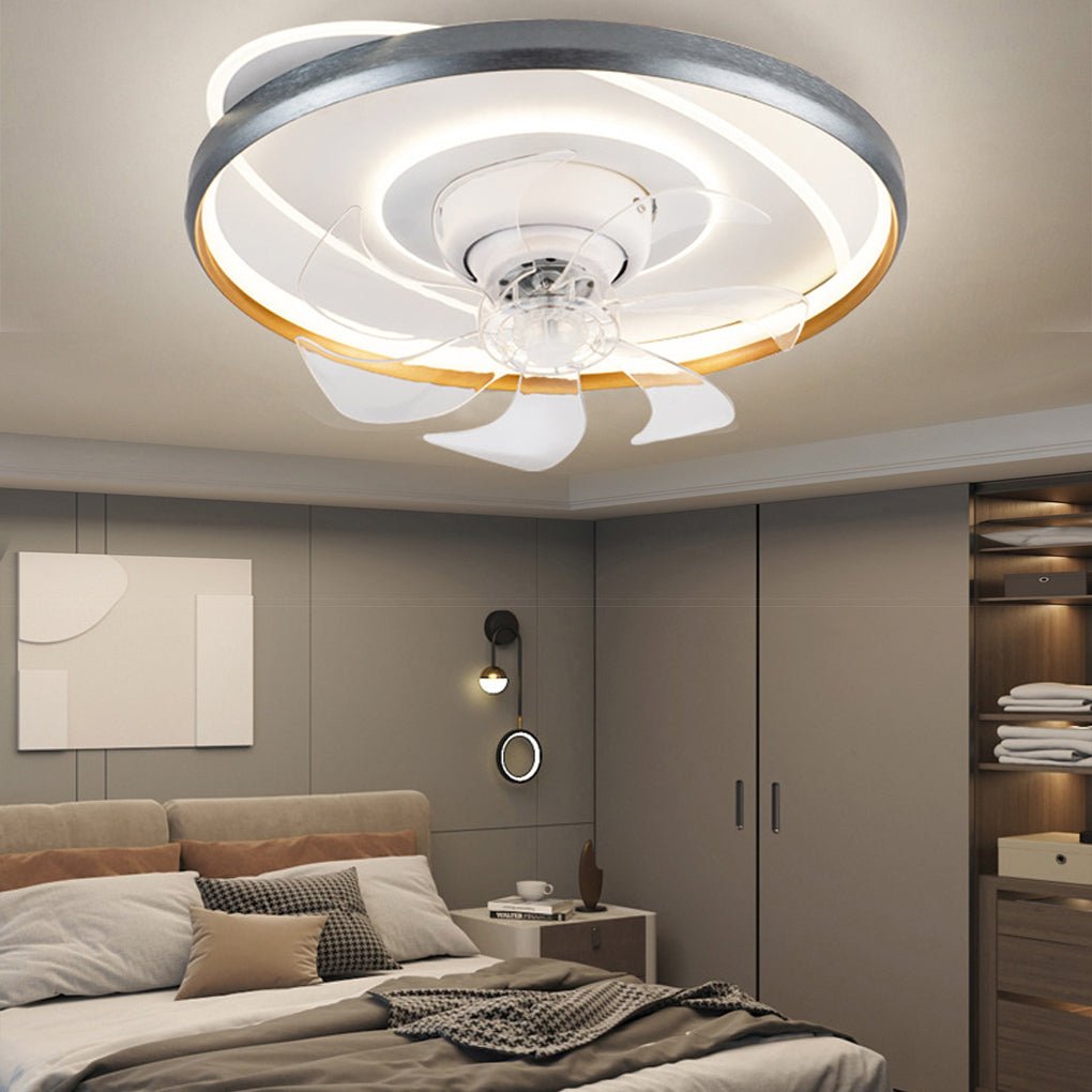 360° Rotatable LED Three - color Light Stepless Dimming Ceiling Fan Lamp with Remote Control