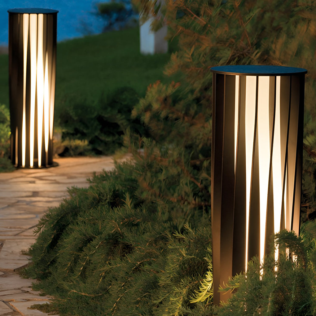 Geometric Black Cage Solar LED Pathway Lights
