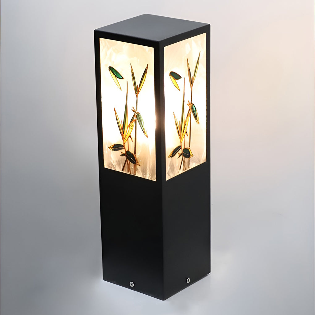 Vintage Square Solar LED Path Light Artistic Floral Landscape Bollard Lights