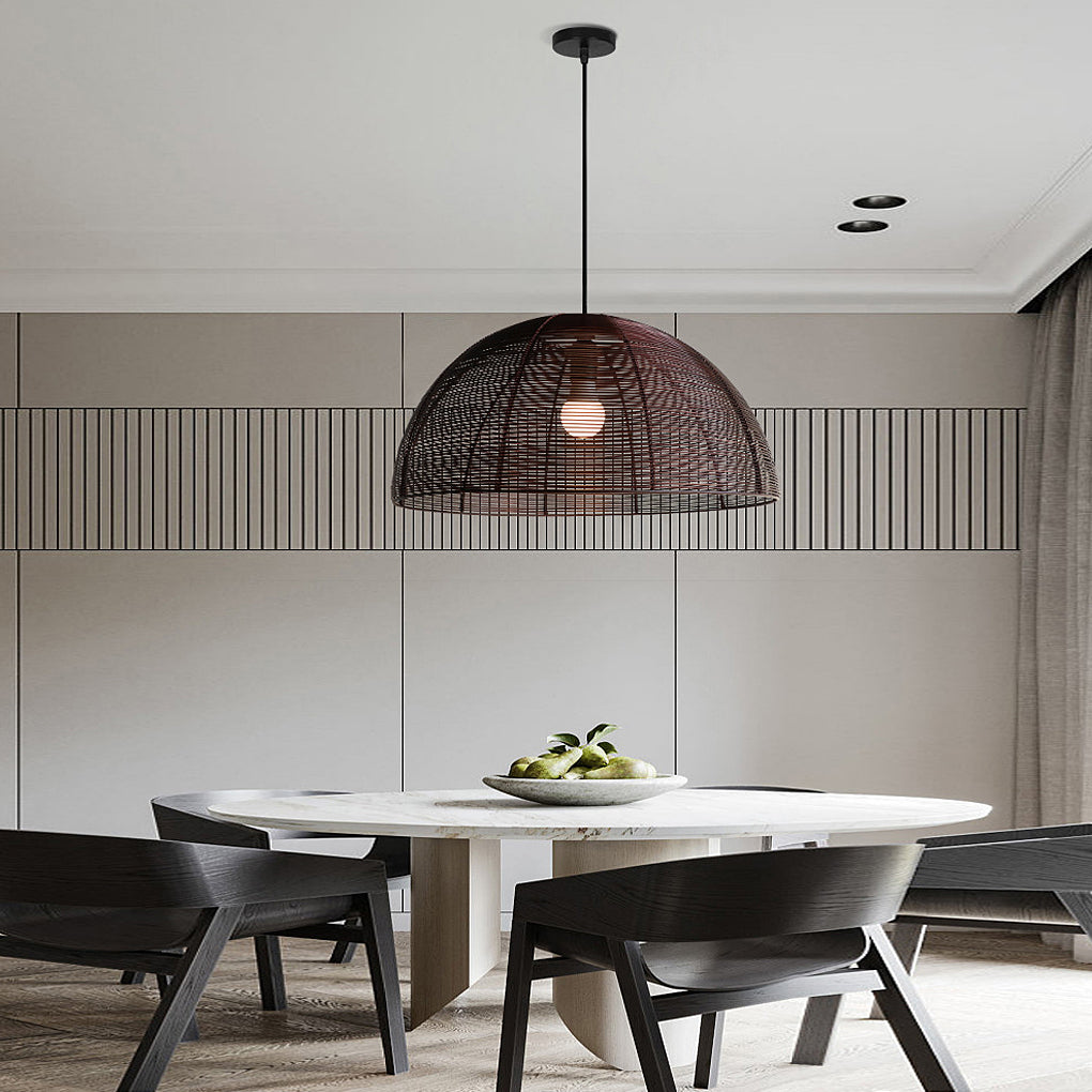 Semicircular Metal Weaving Craft Japanese Style Dining Room Chandelier - Dazuma