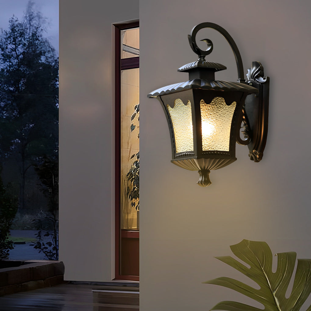 Creative Retro Glass Lantern Waterproof LED European-style Wall Lamp