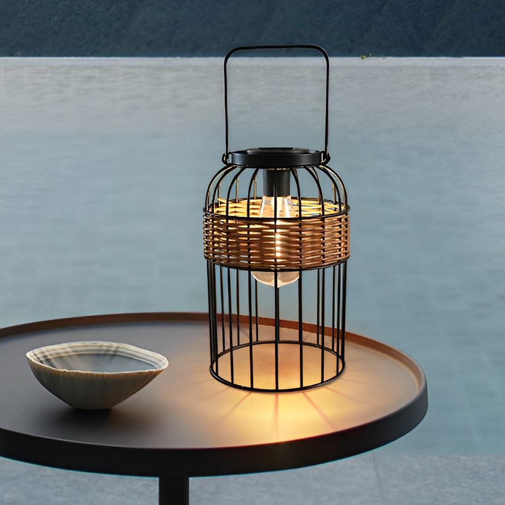 Portable Lantern Shape Rattan Waterproof Intelligent Solar Night Light - Dazuma