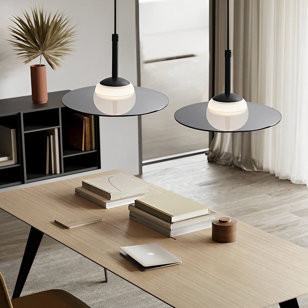 Minimalist Glass UFO LED Black Nordic Chandelier Kitchen Pendant Lighting - Dazuma