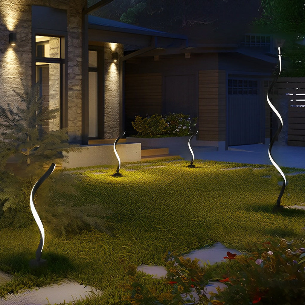 Creative Twisted Seaweed Shaped Waterproof LED Modern Solar Lawn Lights