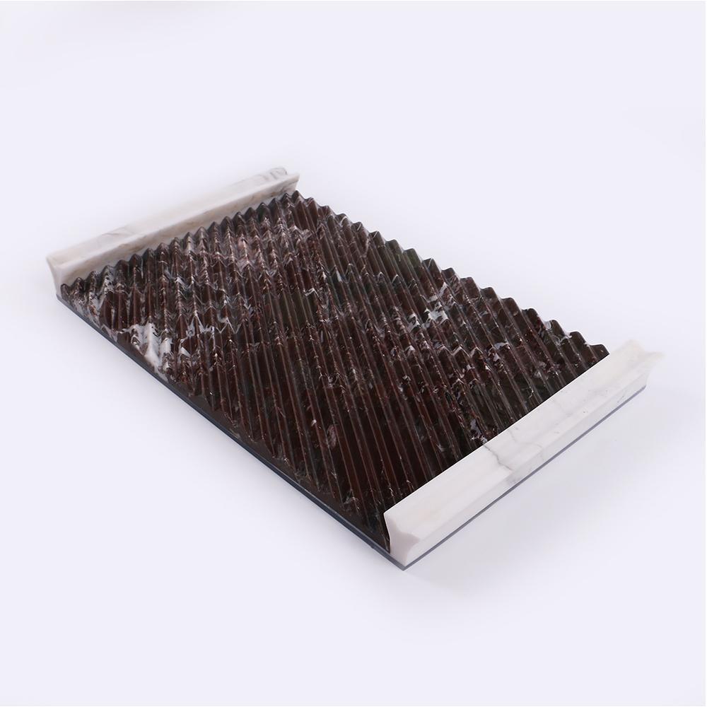 Marble Food Tray Cookie Cracker Serving Tray Red Purple Rectangle