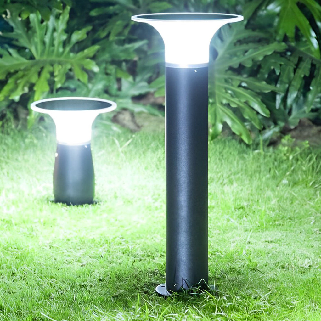 Mushroom Shaped Waterproof LED Black Modern Solar Post Lights Path Lights - Dazuma