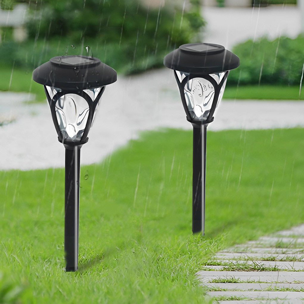 2PCS Waterproof Glass Lampshade LED Intelligent Black Solar Lawn Lamp