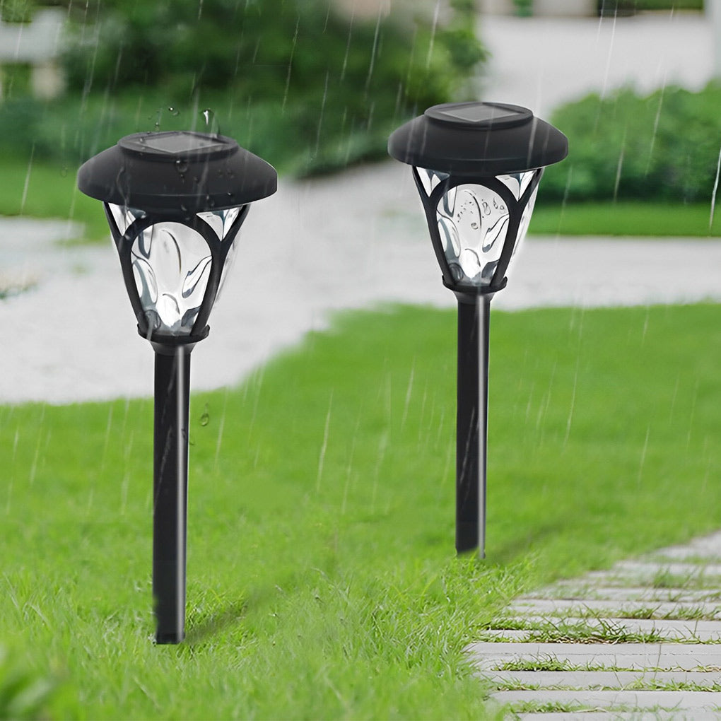 2PCS Intelligent Solar LED Lawn Lamps with Black Opaque Glass Lampshade