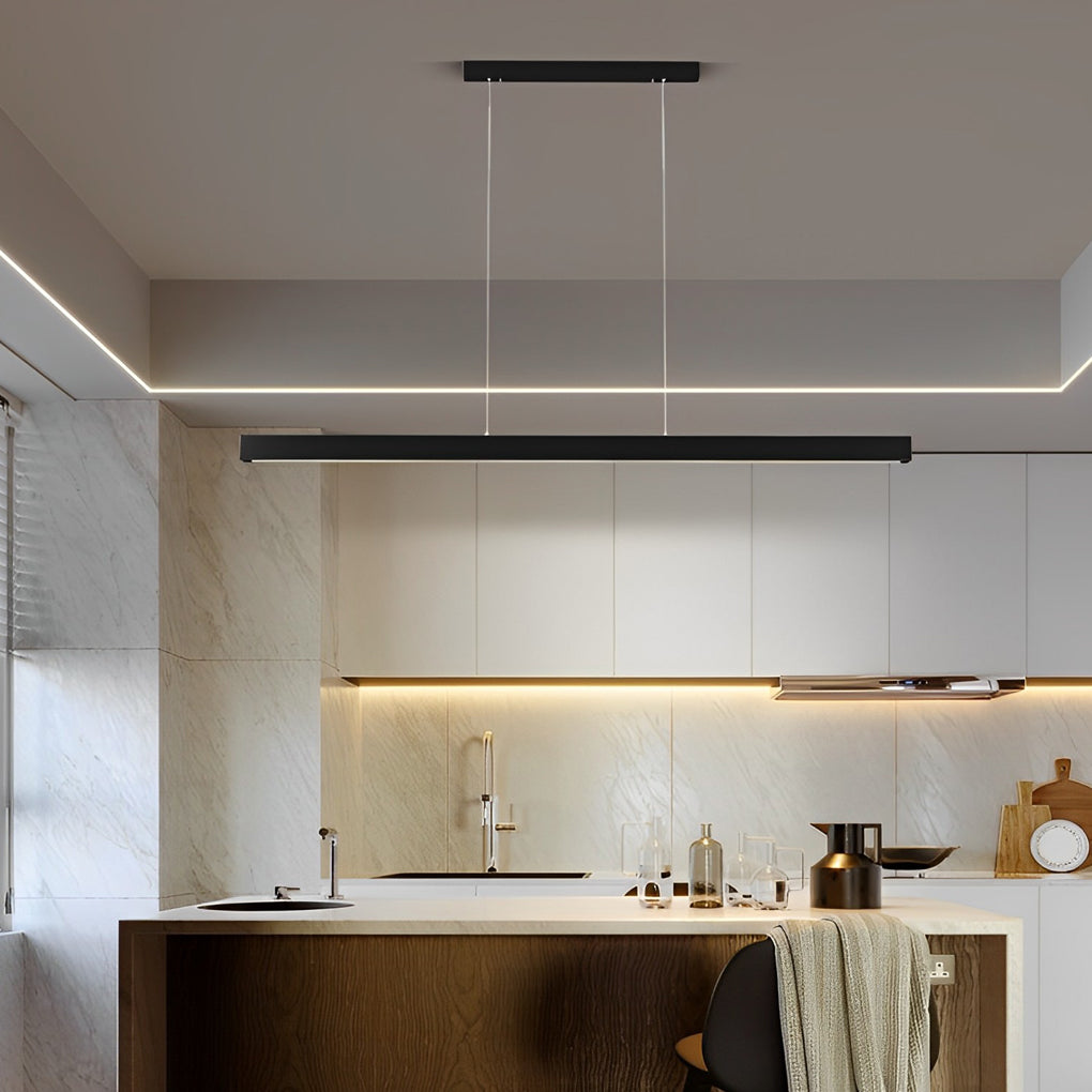 Minimalist Strip Stepless Dimming LED Black Modern Chandelier Pendant Lights - Dazuma