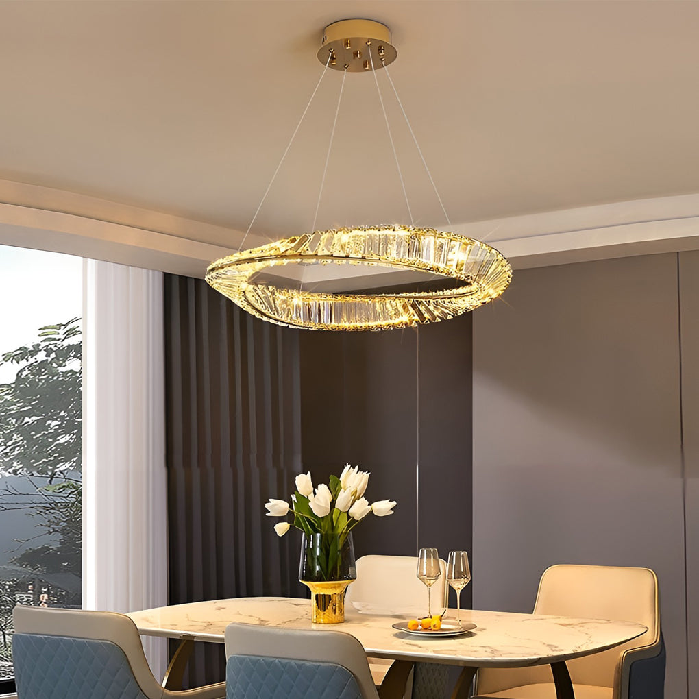 Creative Ring Stepless Dimming Electroplated Modern Crystal Chandelier