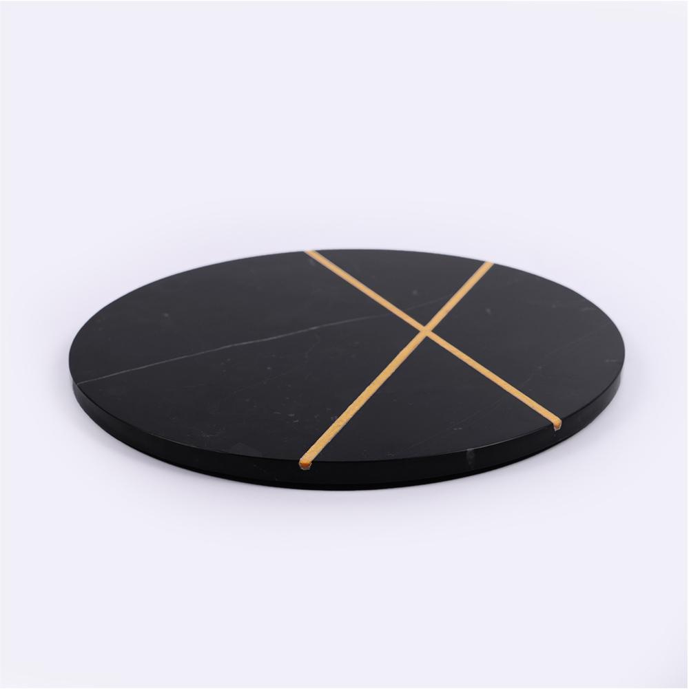 Marble Pastry Board Charcuterie Round Serving Party Platter Black