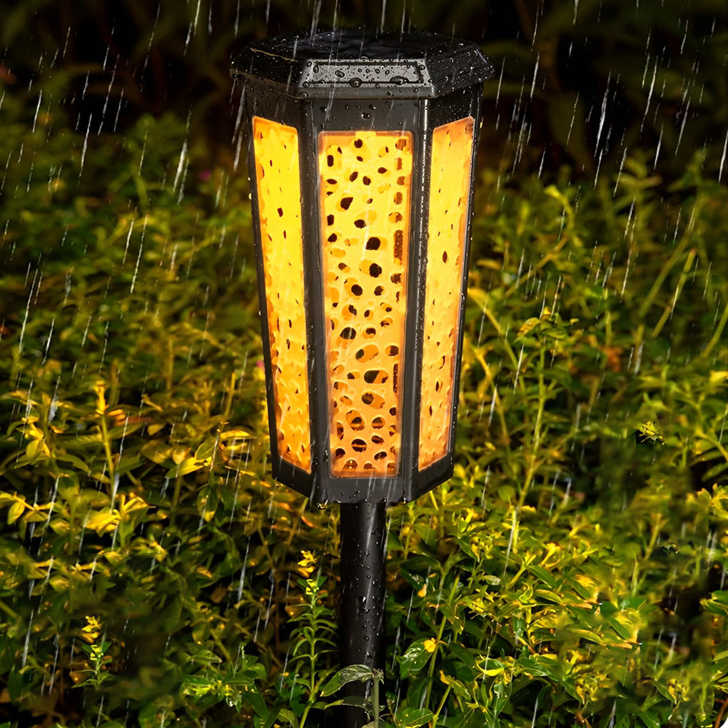 Hexagon Hollow Waterproof Intelligent RGB Solar Lights Outdoor Lawn Lamp