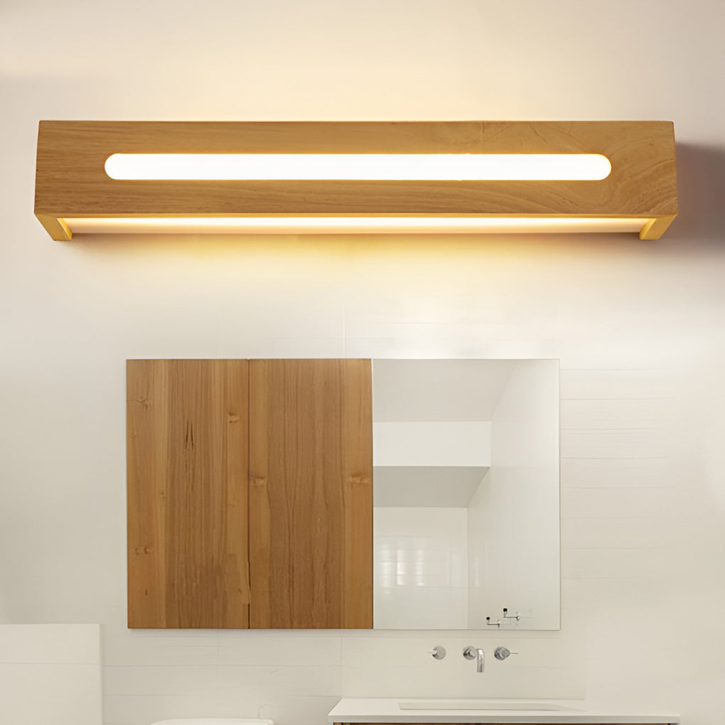 Rectangular Wood Waterproof LED Nordic Wall Lamp Mirror Light Sconces - Dazuma