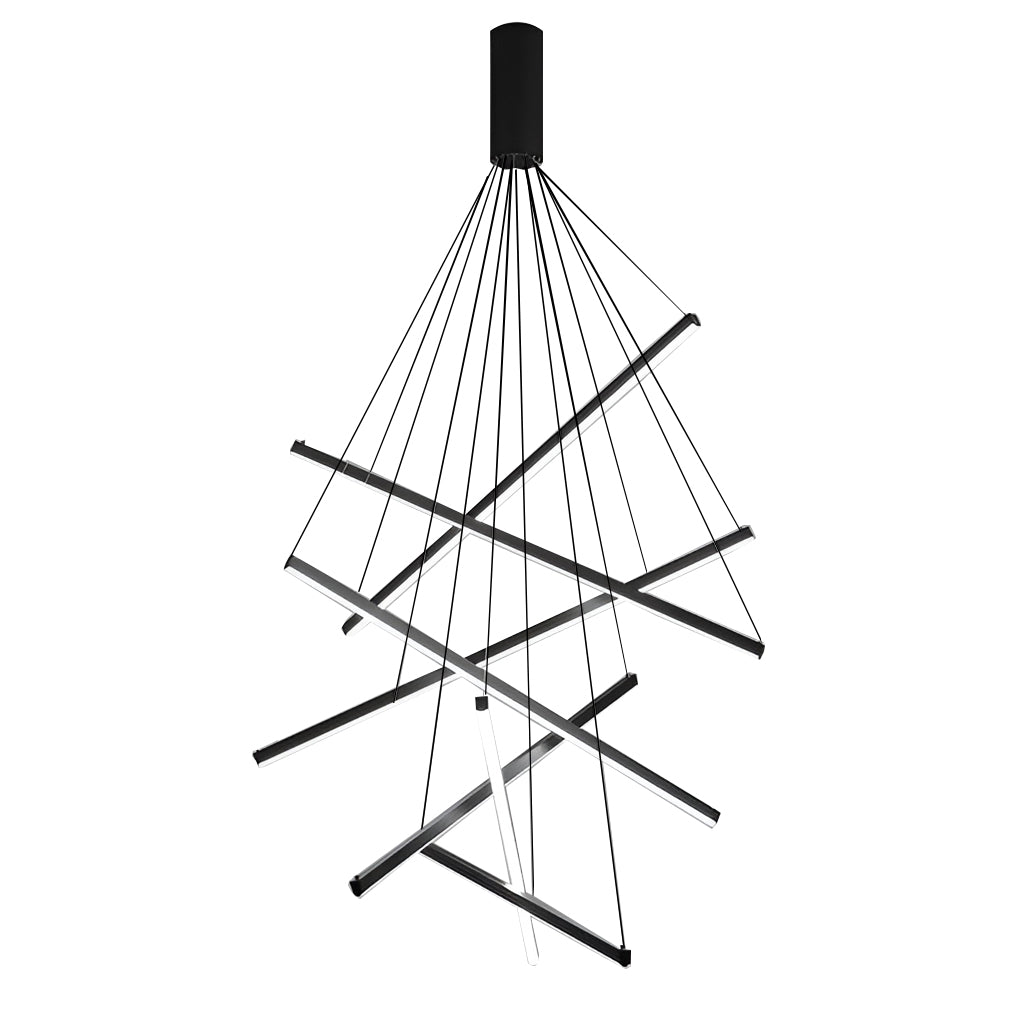 Minimalist Strip Stepless Dimming LED Black Modern Chandelier with Remote