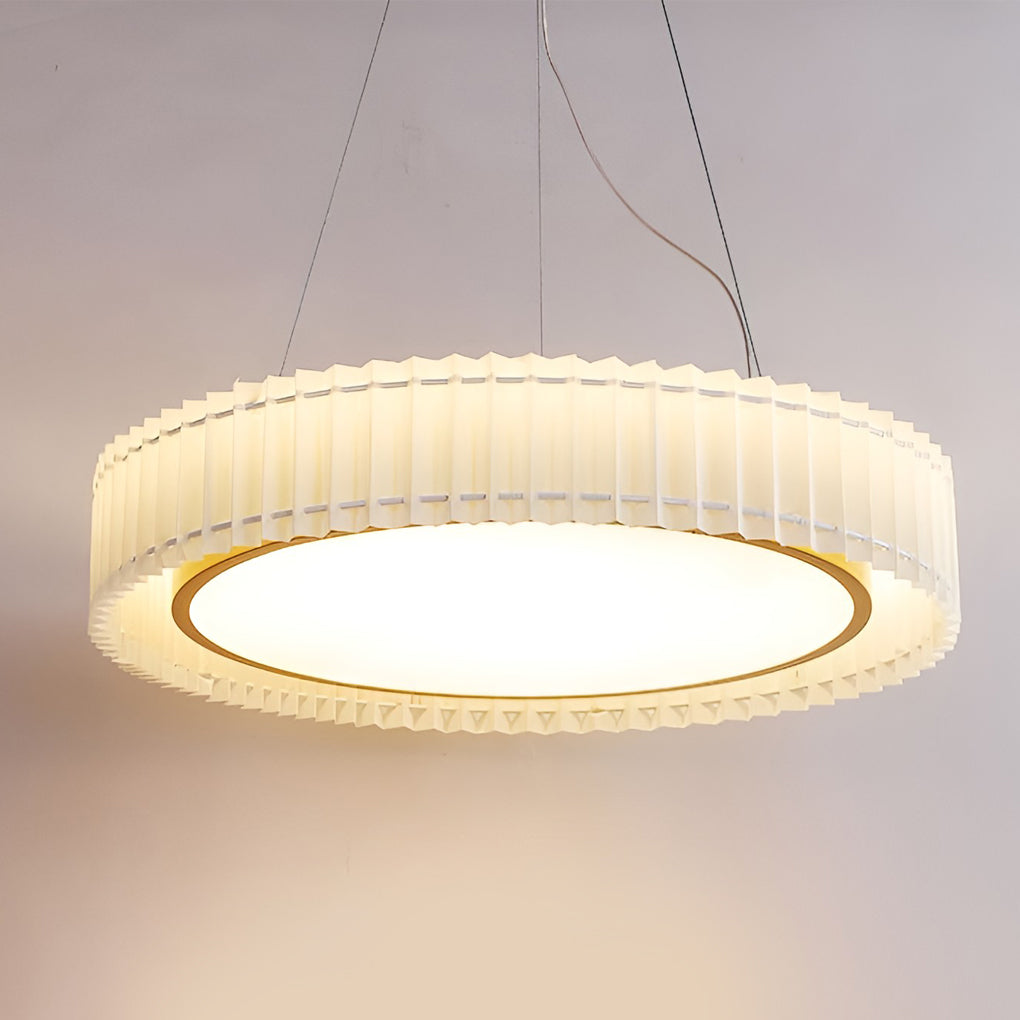 Circular Pleated 3 Step Dimming Light LED Nordic Ceiling Light Chandeliers