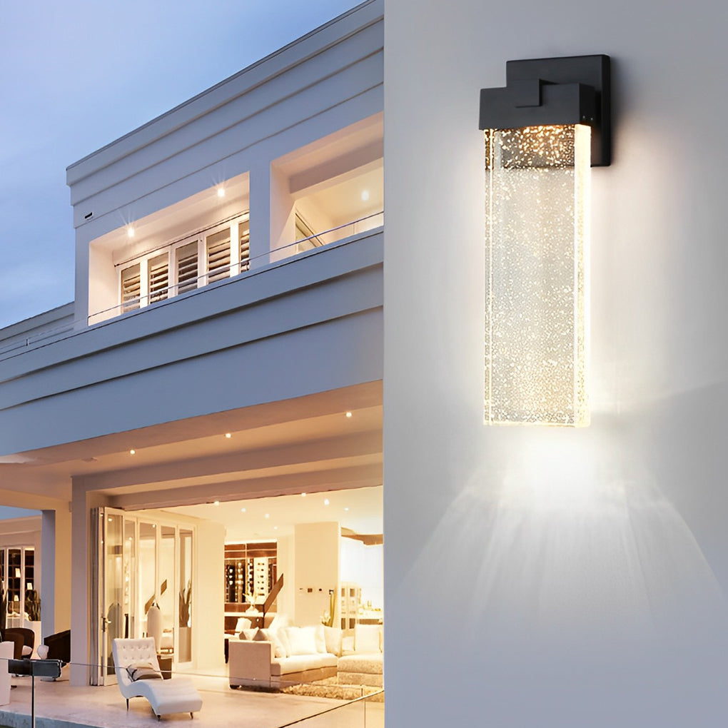 Rectangular Bubble Crystal Waterproof LED Modern Outdoor Wall Lamp