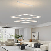 Ultra Thin Square Rings Three Step Dimming LED White Modern Chandelier - Dazuma